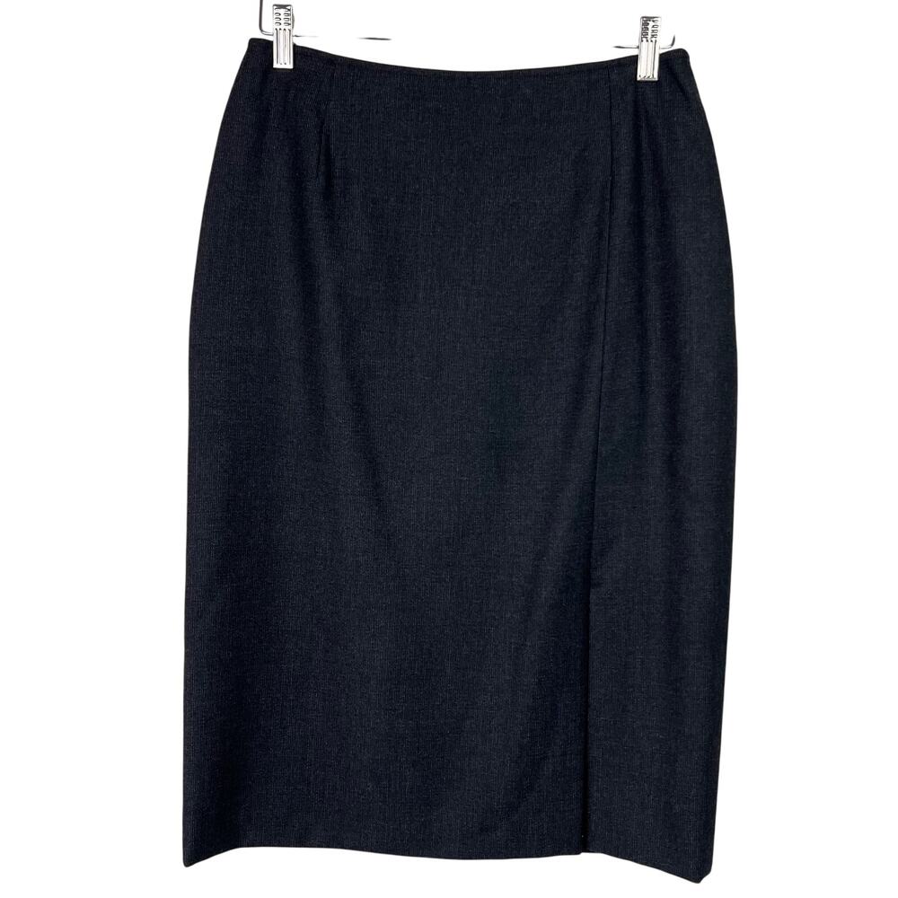 Zanella Cashmere Wool Blend Charcoal Gray Pencil Skirt Size‎ 10 Made in Italy